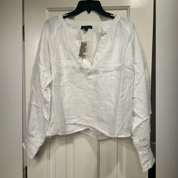 NWT J Crew Cabana Top Linen Shirt Breathable Date Vacation  CI542 White Small - Picture 4 of 11